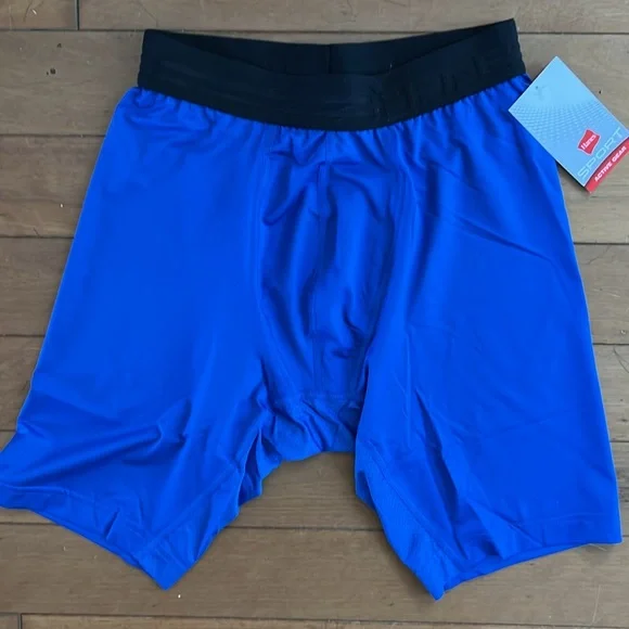 NWT M, XL Hanes Sport 2-Pack Athletic Compression Shorts Performance Blue & Grey - Picture 4 of 4